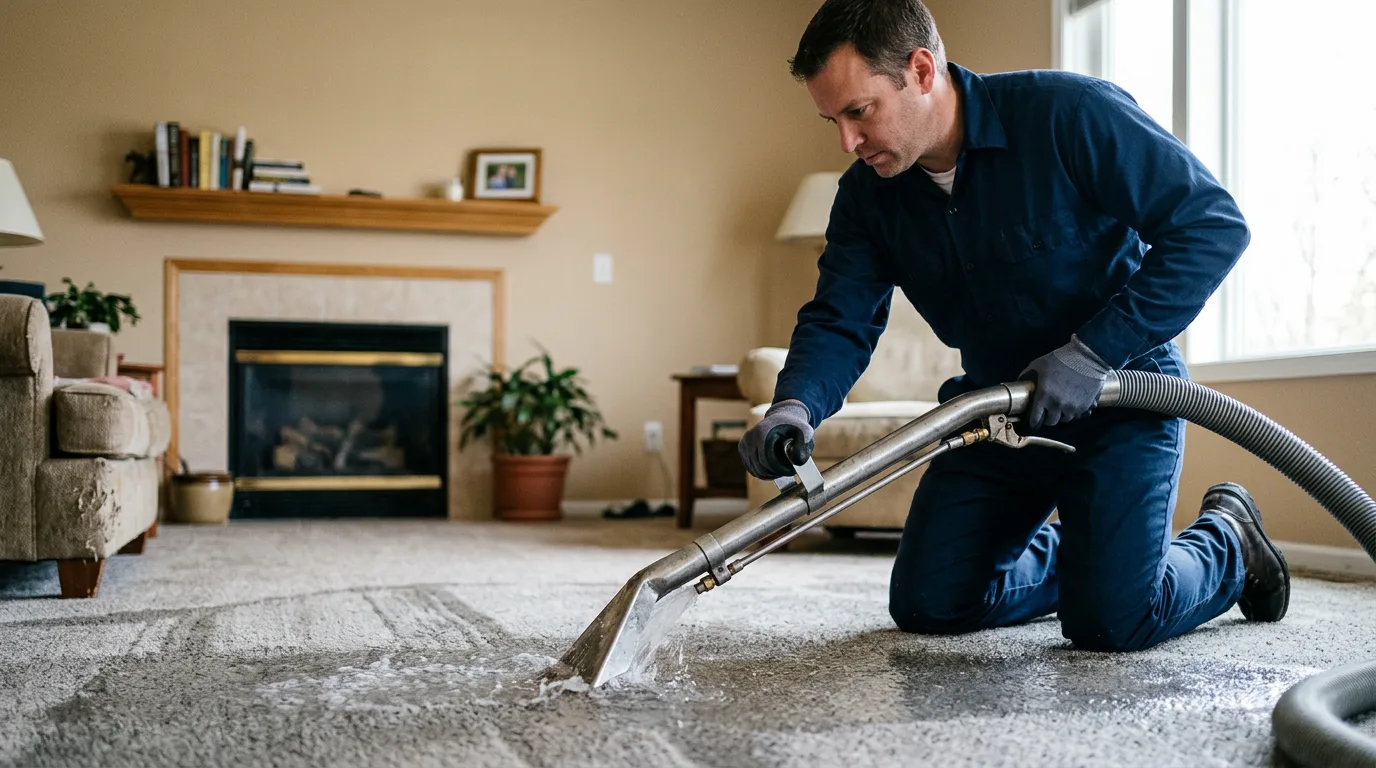 Water damage restoration technician working near Shannon City, IA